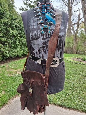Boho Brown Leather Crossbody bag Post-Apocalyptic or Western Style